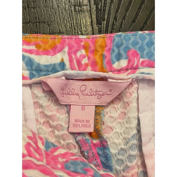 Lilly Pulitzer Adie Feeling Tanked Shorts Size 8 Textured Side Zip Preppy Beach - Picture 5 of 8